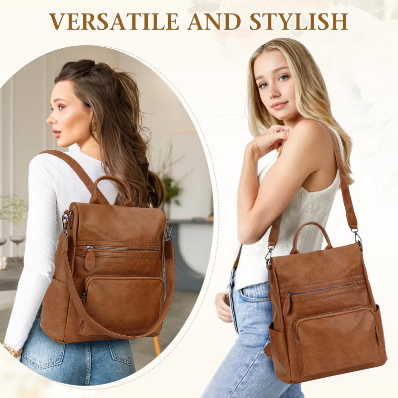 RAVUO Anti-theft Backpack Purse,Fashion Women PU Leather Travelling Bags Ladies Convertible Shoulder Bag Three Ways to Carry - Image 5